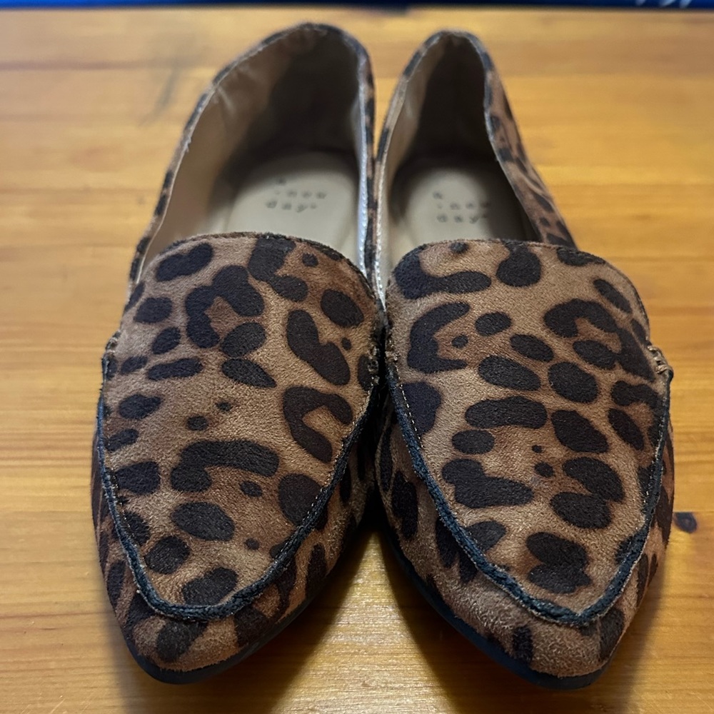 Women's Kasia Leopard Print Faux Fur Loafers Brown - A New Day size 6